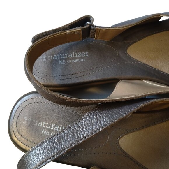 Naturalizer N5 Comfort Women's Size 10N Slingback CYRUS Leather Metallic Sandals - Picture 3 of 7
